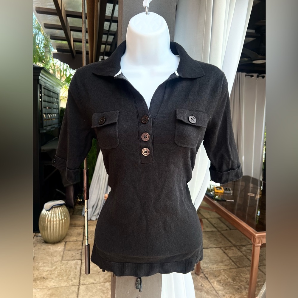 SIMONS Contemporaine Exclusivetè Knit Buttons front Polo Short Sleeve P Small